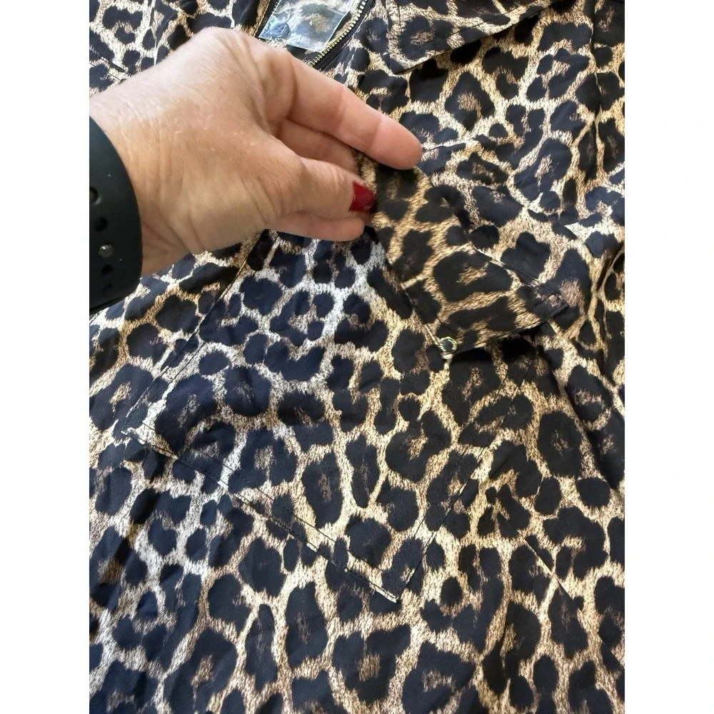 NEW Michael Kors Leopard Print Zip Front Blouse Top Women's Plus Size 3X